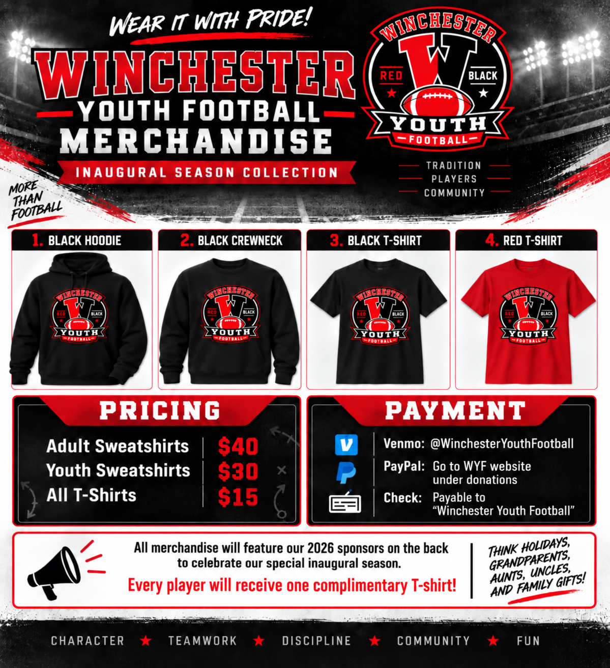 Winchester Youth Football Merchandise 2026